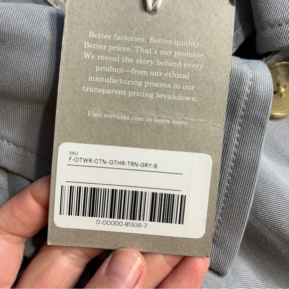 Everlane NWT The Gathered Drape Trench Coat Slate Grey XL Preppy Fall Warm - Picture 8 of 15